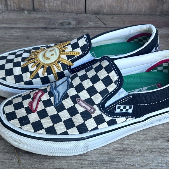W's Sz 9- Men's 7.5 -Van’s Sneaker Off Wall Sunshine Books Skateboarding Slip On - Picture 6 of 9